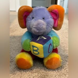 Colorful Plush Elephant Toy with ABC Block